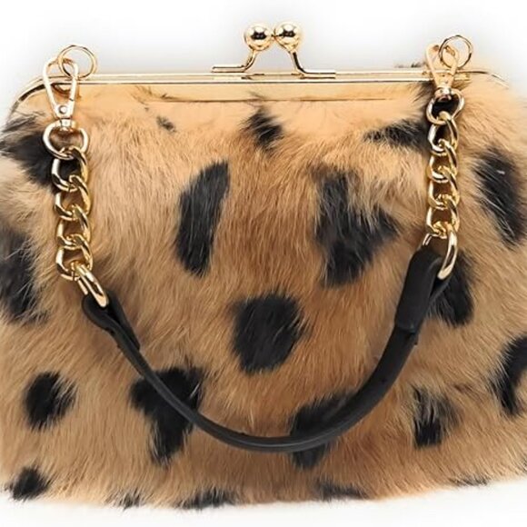 Neiman Marcus Elegant Golden Cheetah Print Handbag - Picture 7 of 7
